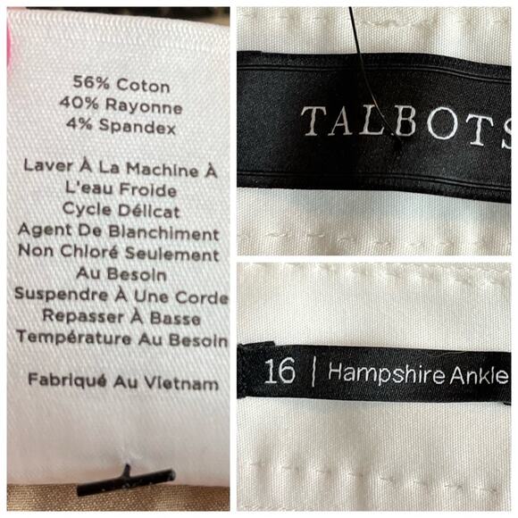 Talbots NEW Hampshire Ankle Pants Straight Leg White Stretch Women's Size 16 - Picture 5 of 8